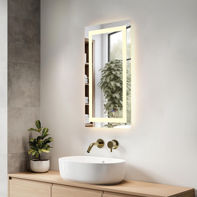 Miroir DEL Riven, couleur réglable 3000K / 4200K / 6400K, 20 po x 30 po, Rectangulaire