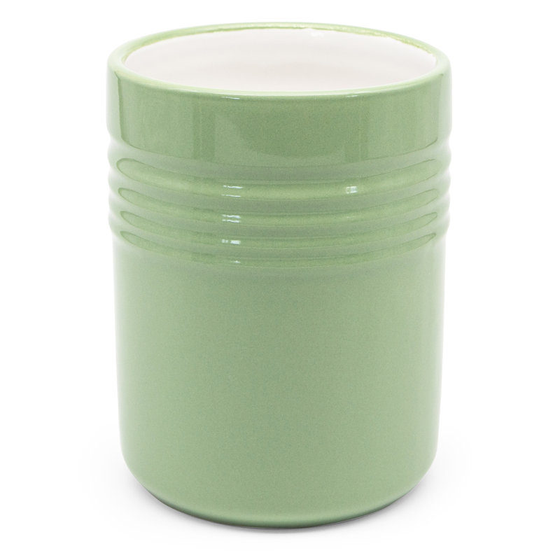 Ceramic / Porcelain Round Utensil Crock, Mint