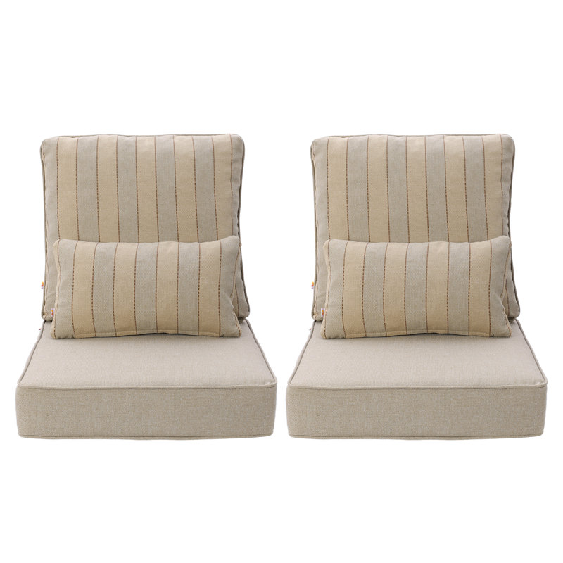 Aoodor Outdoor Seat/Back Cushion, 23" W x 25.6" D, Brown Striped
