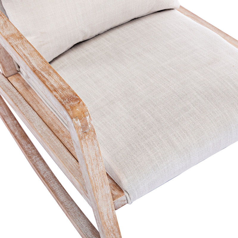 Chaise berçante en bois massif Aistis, Beige