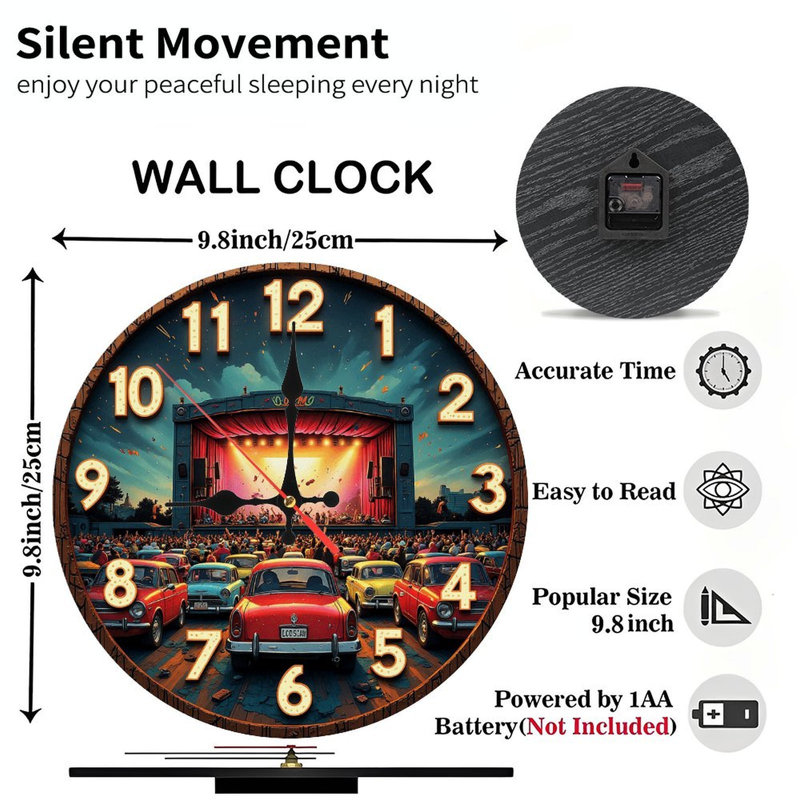 Horloge rétro en concert, art mural