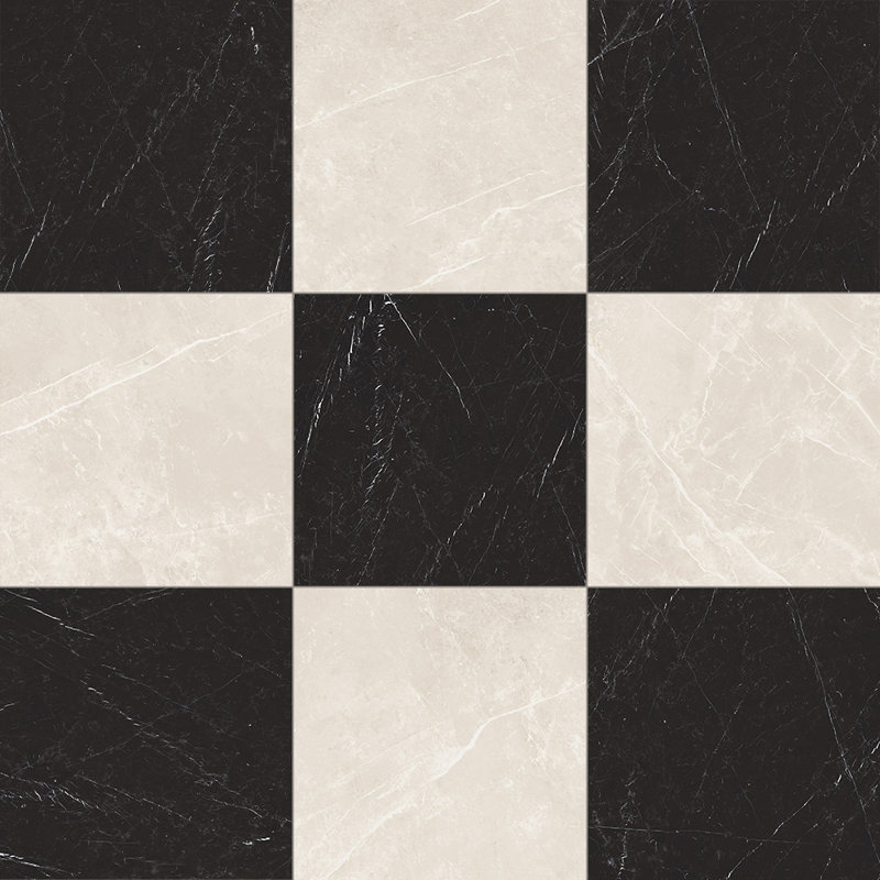 Tuscany Checkerboard 12X12 Marquina And Dolomia, Marquina/Dolomia