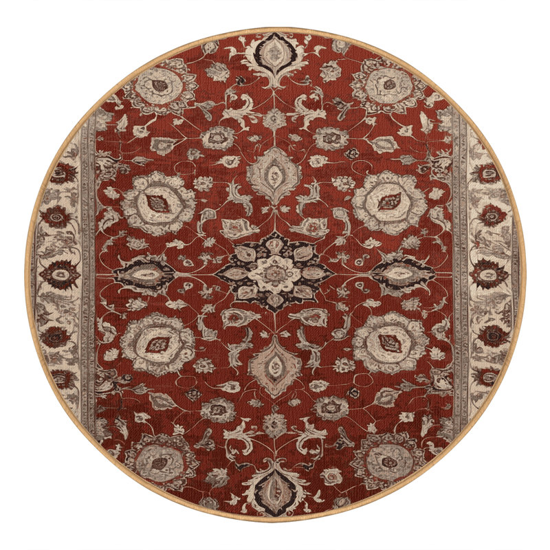 Tapis brun lavable à la machine, Rond 3 pi