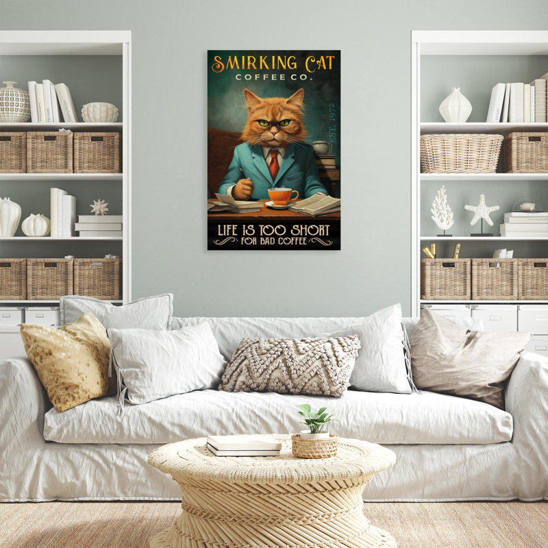 Smirking Cat Coffee Co, H 36 po x l 24 po x P 1,25 po