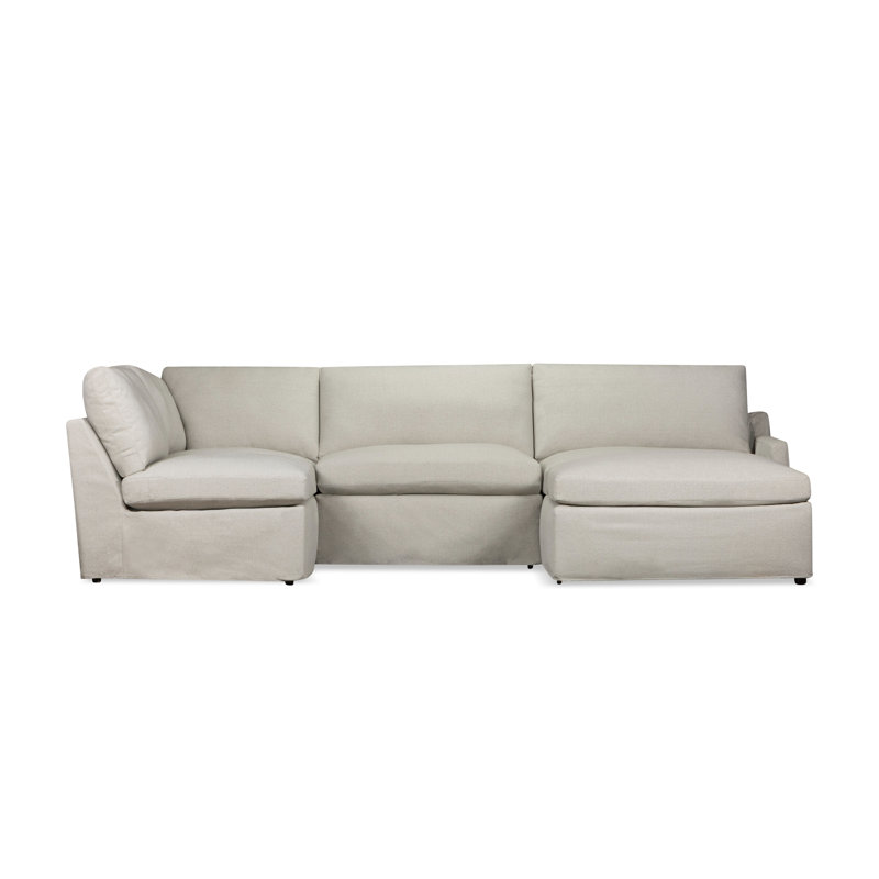 Wrenley 5-Piece Slipcovered Modular Sectional, Left Hand Facing, Macarena Light Gray Canvas