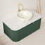 Meuble-lavabo à bords arrondis flottants avec rangement rayé et lavabo en céramique blanc mat-131376573