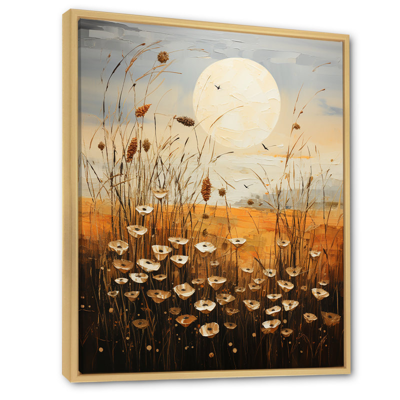 «Meadow Grasslands Pointillism I», impression d'art mural floral, Cadre flottant naturel, H 32 po x l 24 po x P 1 po