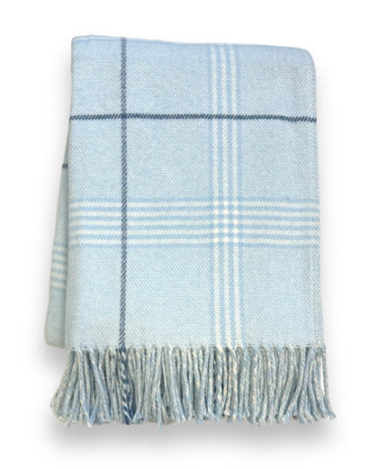 Windowpane Plaid Throw, Blue Plaid, 67" L x 50" W