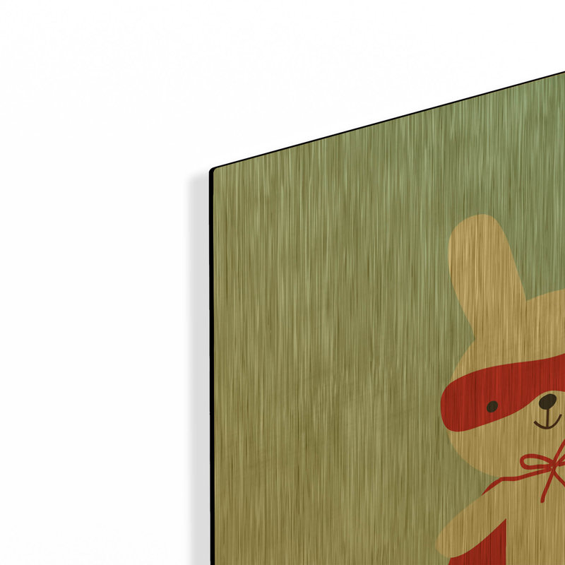 «Rabbit Super Hero» par Ann Kelle, art mural en métal doré, 12 po x 12 po, 24 po x 24 po