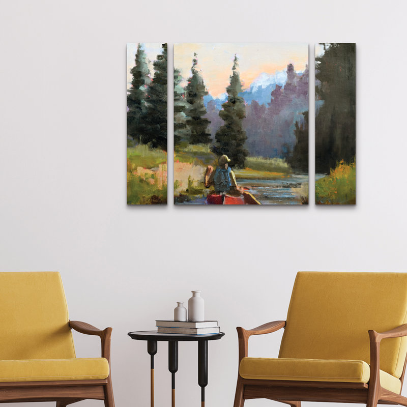 Ensemble de 3 panneaux d'art mural - "Peaceful Morning" par Jennifer Stottle Taylor pour décoration de salon, de chambre à coucher ou de bureau 