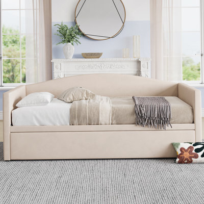 Velvet Daybed with Extended Pop Up Trundle