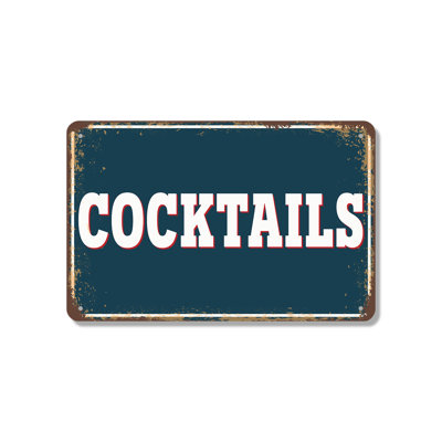 Cocktails 18 Inch x 24 Inch Novelty Aluminum Sign