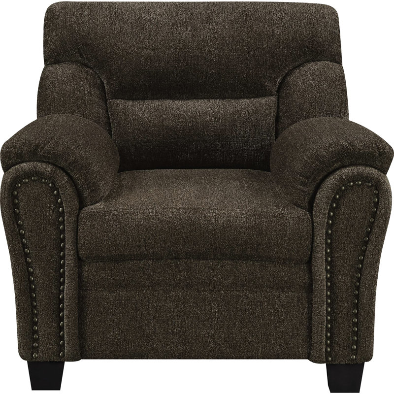 Fauteuil brun élégant avec rembourrage confortable et garniture attrayante au design confortable