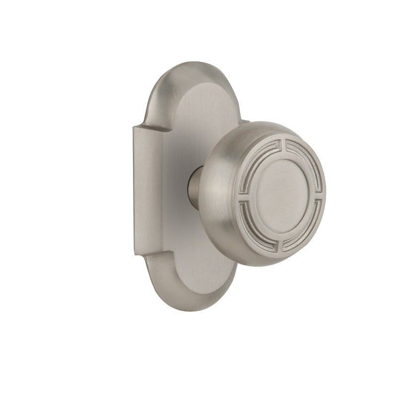 Cottage Plate with Mission Door Knob, Satin Nickel, 2-3/8"