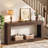 Solid Wood Console Table with Storage, 63-Inch Long Farmhouse Entryway Table, Sofa Table Behind the Couch, Wood Hallway Console for Living Room, Entrance, Stairs, Walnut Brown