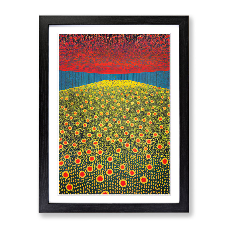 Wildflowers Abstract - Single Picture Frame Print, 64cm H x 46cm W x 2cm D, Oak