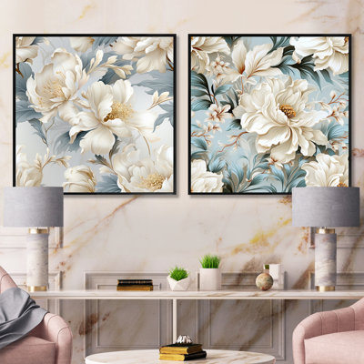 Ethereal Rococo Flourish Victorian Pattern XXXI - Floral Square Collage Set Of 2