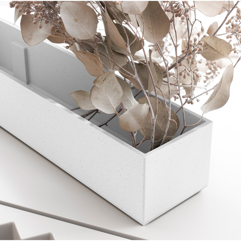 Boîte à fleurs en plastique Geo Series, Blanc, H 3 po x l 32 po x P 3,5 po, Ensemble de 1