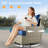 7- Person Rattan Outdoor Seating Group With Swivel Rockers and Fire Pit Table-420518952