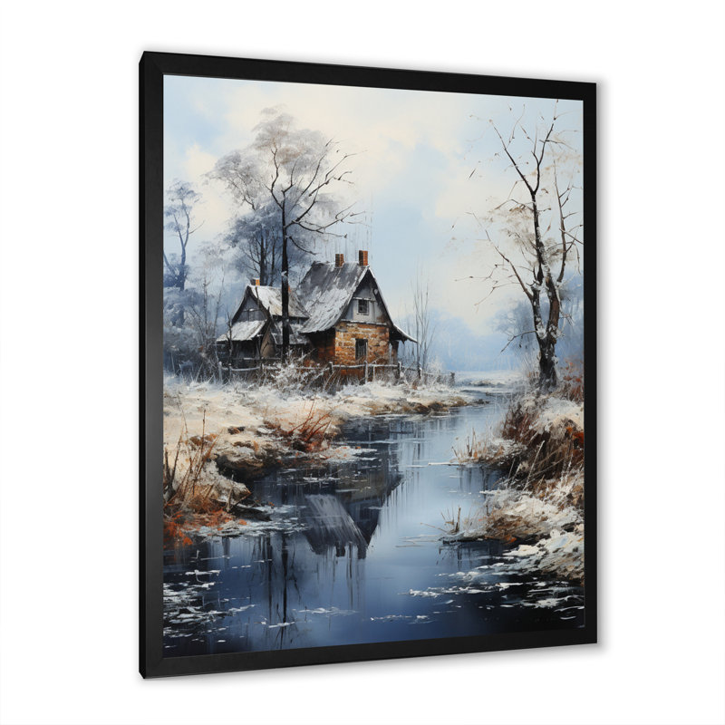 Winter River Harmony III, reproduction d'art sur toile, H 20 po x l 12 po x P 1 po, Cadre simple noir