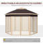 Abri de jardin escamotable de 13 pi x 13 pi, abri de jardin hexagonal avec filet en filet à 6 fermetures à glissière, tente d'événement avec cadre en acier robuste pour patio, jardin, mariage, fête