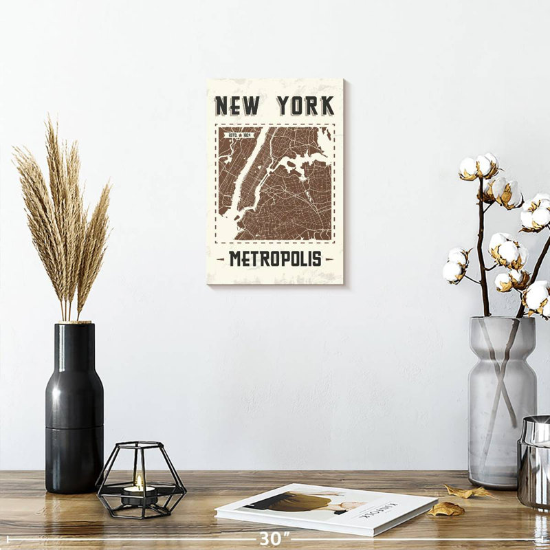 Aliaz New York Map, 12" H x 8" W