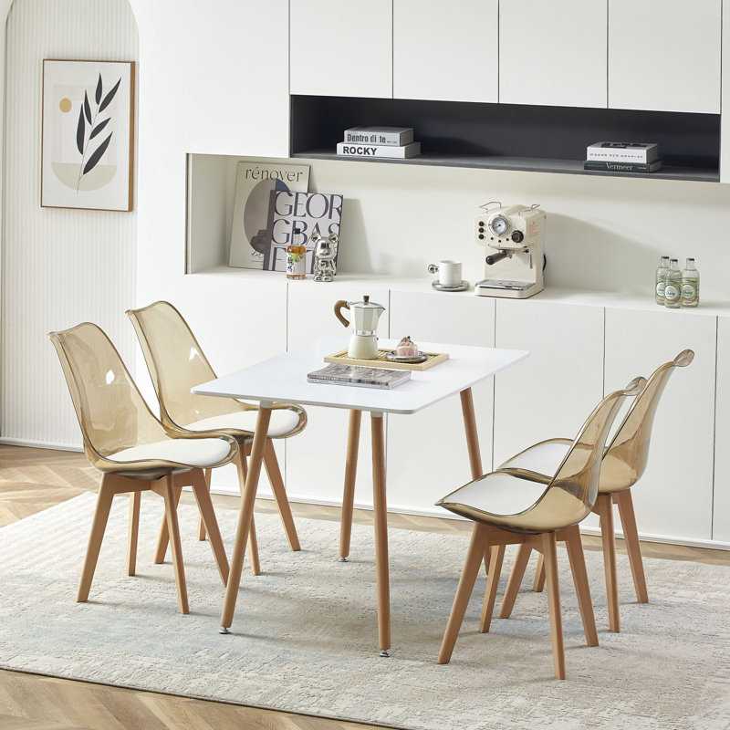 Table de salle à manger moderne pour 4 personnes, table de salle à manger rectangulaire avec 4 chaises pour petits espaces