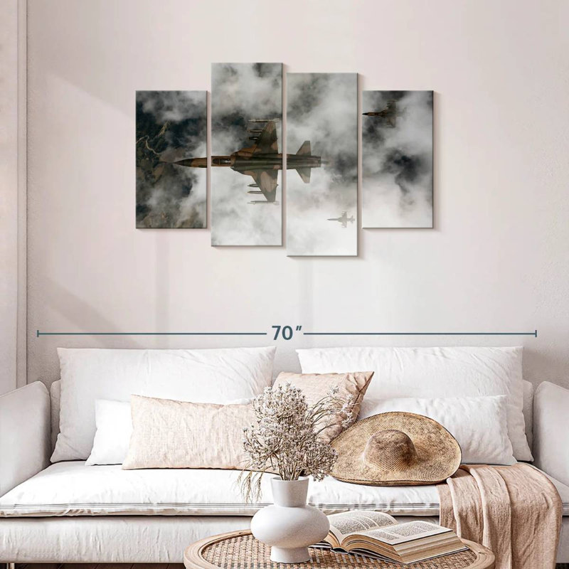 Mait Cloudy Fighter Jets, 27" H x 43" W