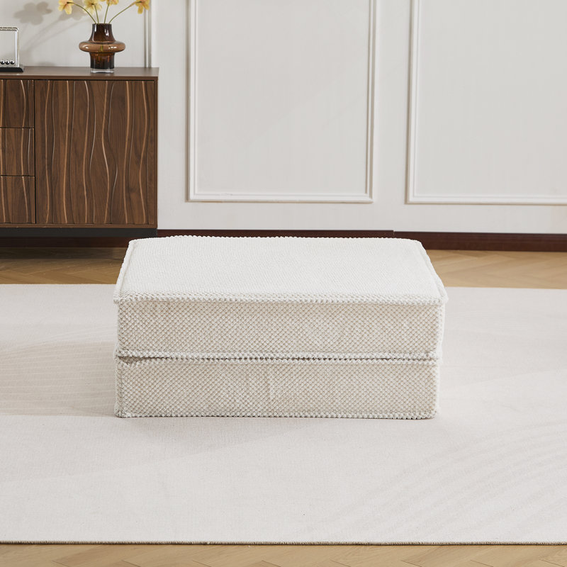 Aucun assemblage requis, tissu polaire circulaire, 1 repose-pieds, blanc, Blanc