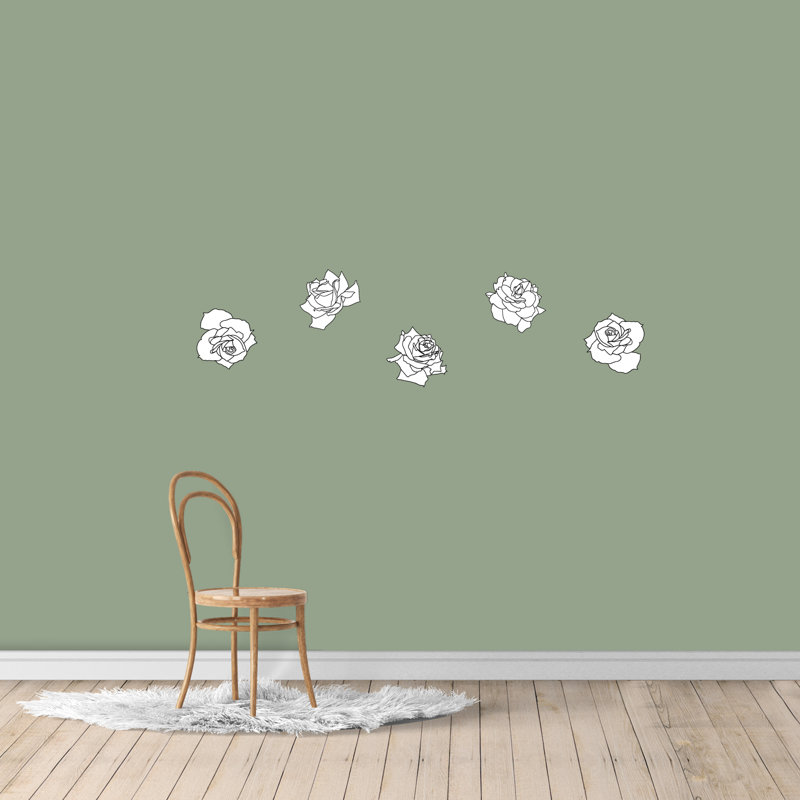Décalcomanie murale à motif roses, H 6 po x l 6 po