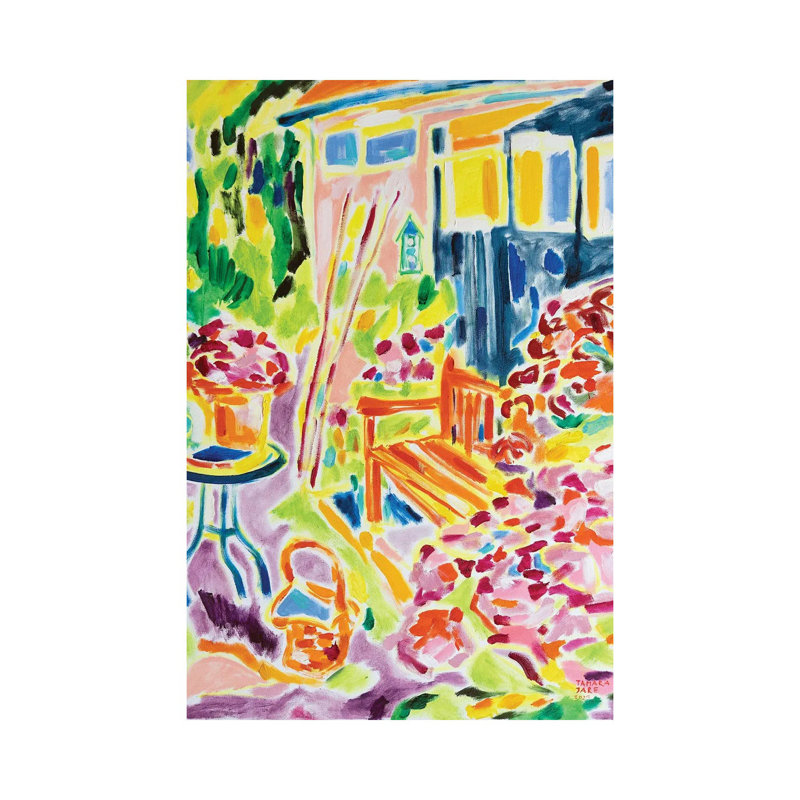 Dans le jardin - reproduction d'art murale encadrée, Toile tendue, Ne s’applique pas, H 18 po x l 12 po