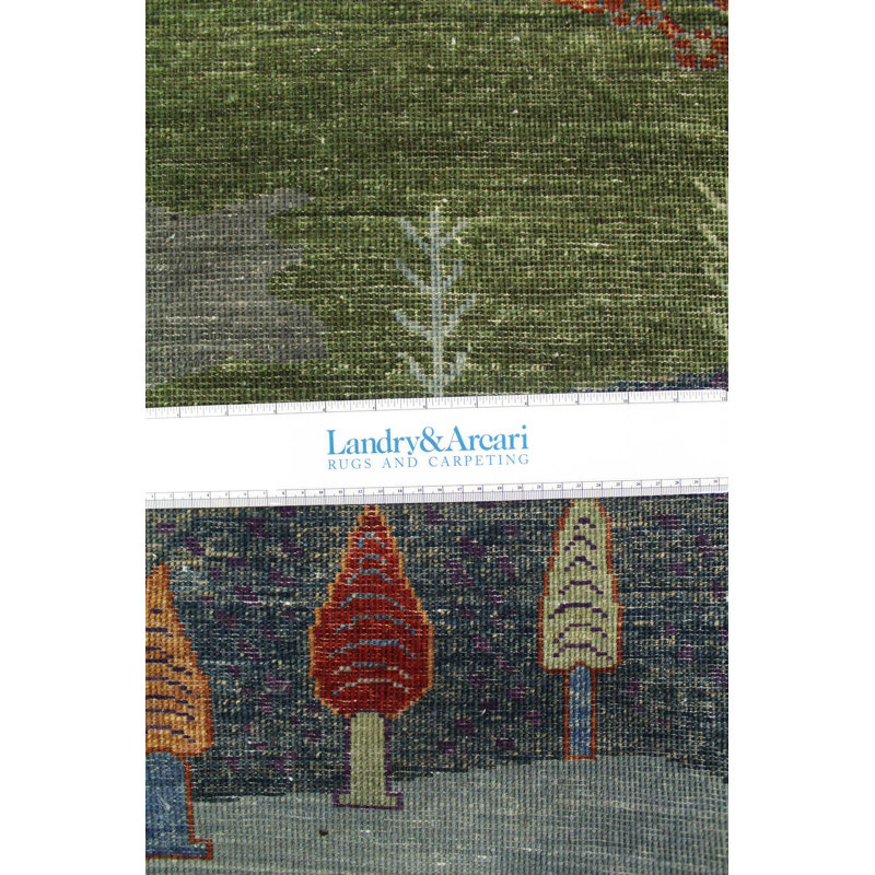 Tapis gris noué à la main de conception unique 7 pi 11 po x 9 pi 4 po New Age