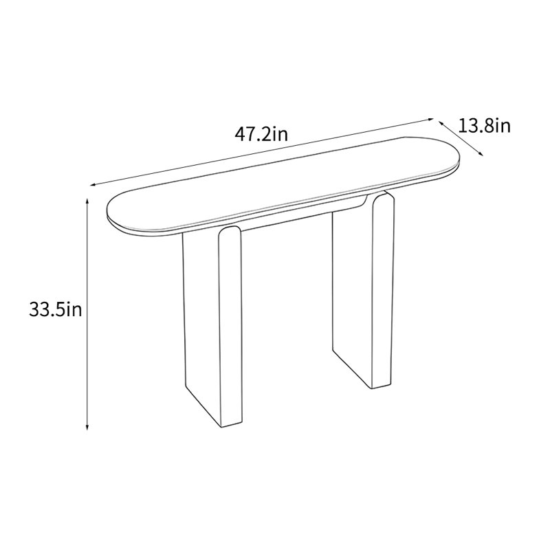 Console simple de style Wabi-sabi, H 33,5 po x l 47,2 po x P 13,8 po, Noir