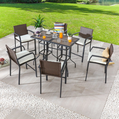 6 - Person Patio Dining Set Square Table with Cushions Included