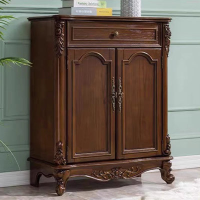 Dark-walnut Solid Wood Shoe Storage Bench