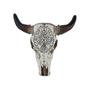 Union Rustic Southwestern White Pebble Longhorn Bull Cow Skull with ...