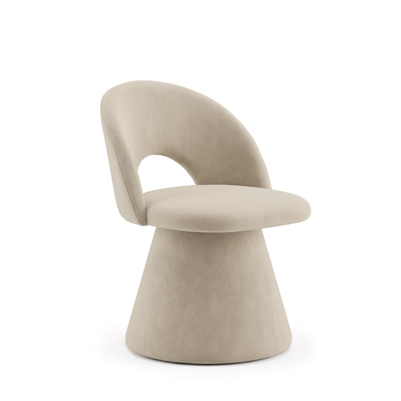Abisso Ring Modern Upholstered Dining Chair with Curved Open Back & Metal Ring Detail