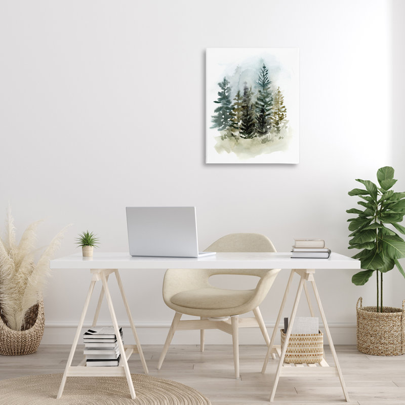 «Layered Woodland Trees», art mural sur toile par Victoria Barnes, H 30 po x l 24 po