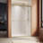 45"-48" W X 72" H Dual Handle Semi-Frameless Bypass Tempered Glass Shower Door In Satin Brass-119969361