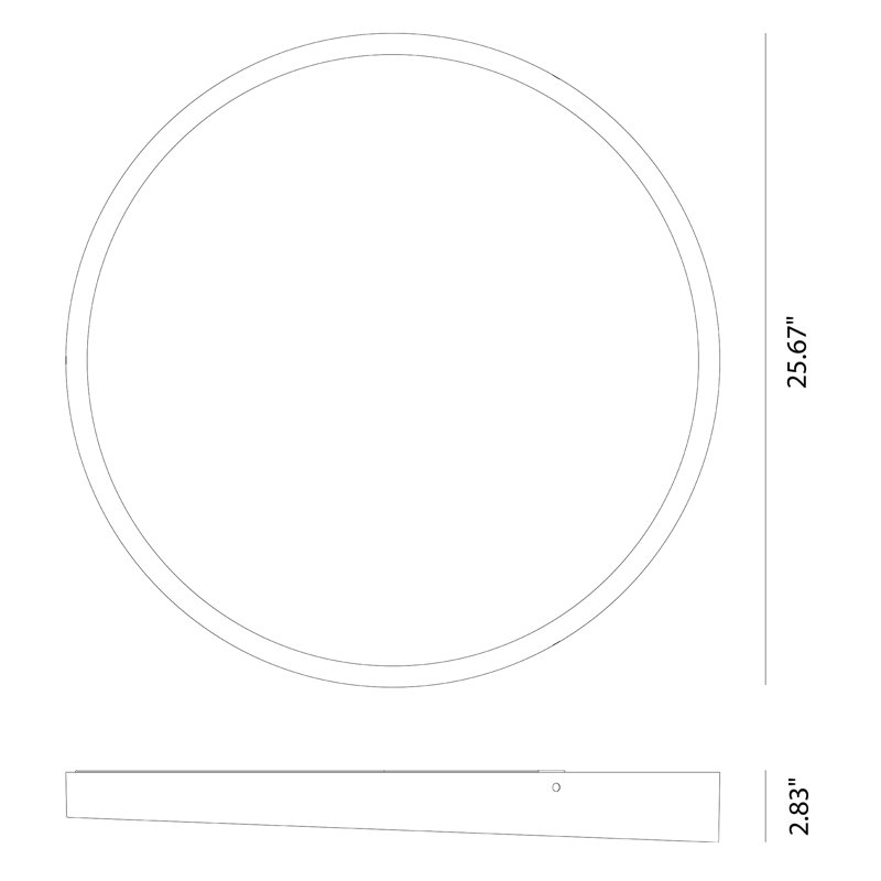 Plafonnier encastré 1 lumière DEL 25,67 po, H 2,83 po x l 25,6 po x P 25,6 po