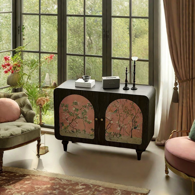 Armoire d'appoint en bois massif Modern Modern, Noir