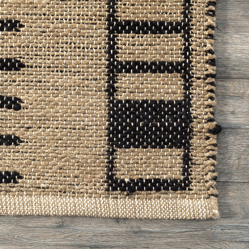 Tapis en jute à bordure zigzag Ranae Tribal, Rectangle 5 pi x 8 pi