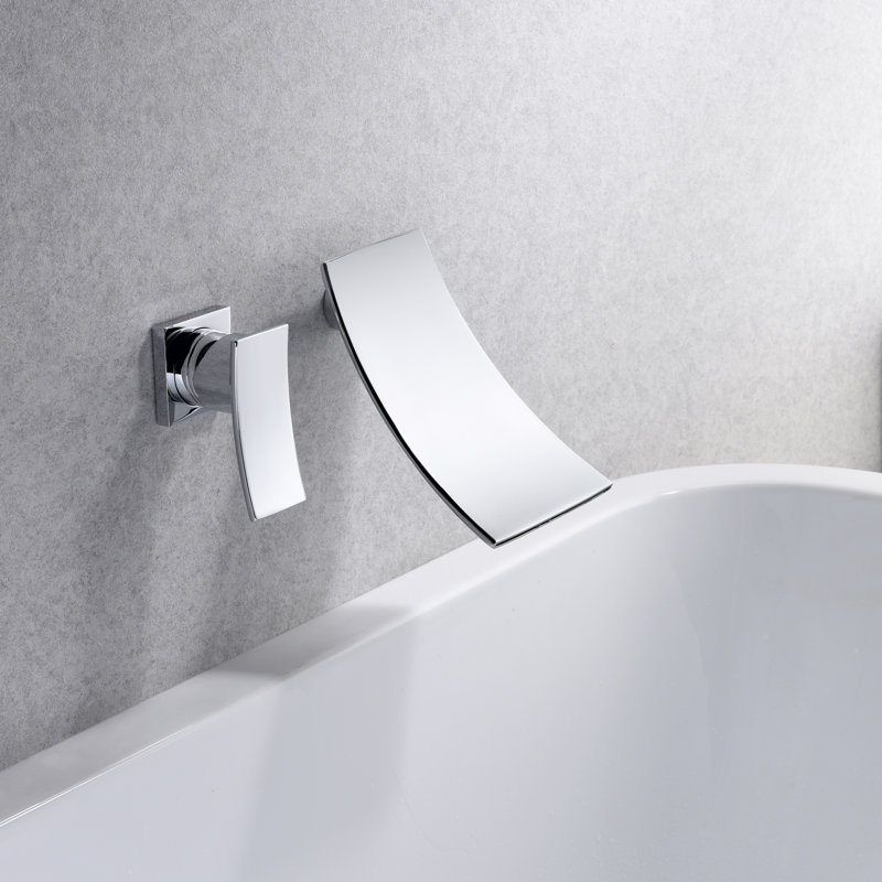 Robinet de baignoire mural, robinet de baignoire cascade avec poignée simple avec gaucher, Chrome