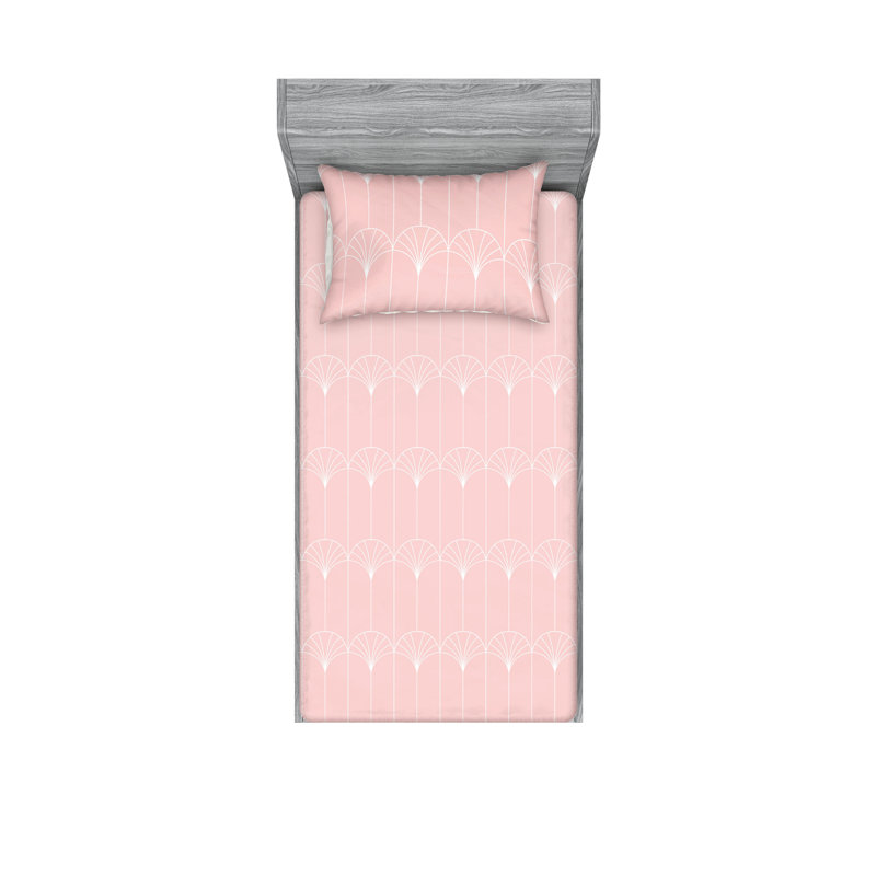  Ensemble de draps en microfibre géométrique, Ensemble de draps pour lit simple TG avec 1 taie d, Rose