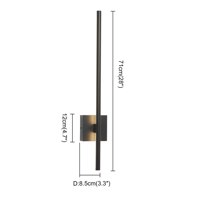 Kylese Wall Sconces Linear Simple Style Vanity Lighting Bathroom Bar Hardwired, Matte Black, 28" H x 4.7" W x 3.3" D
