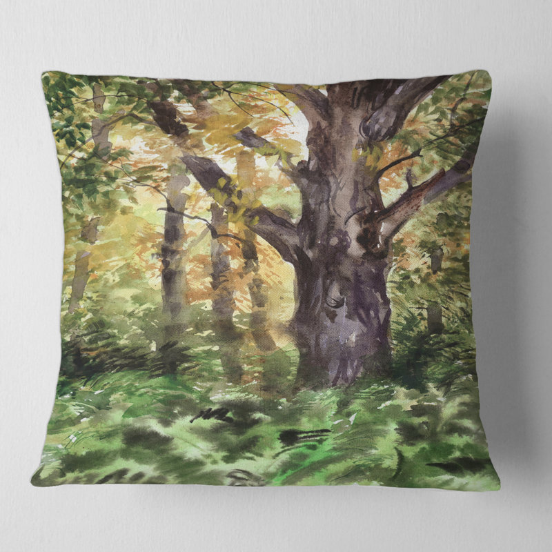 Coussin décoratif Large Tree In Autumn Forest - Lake House, 16" x 16"