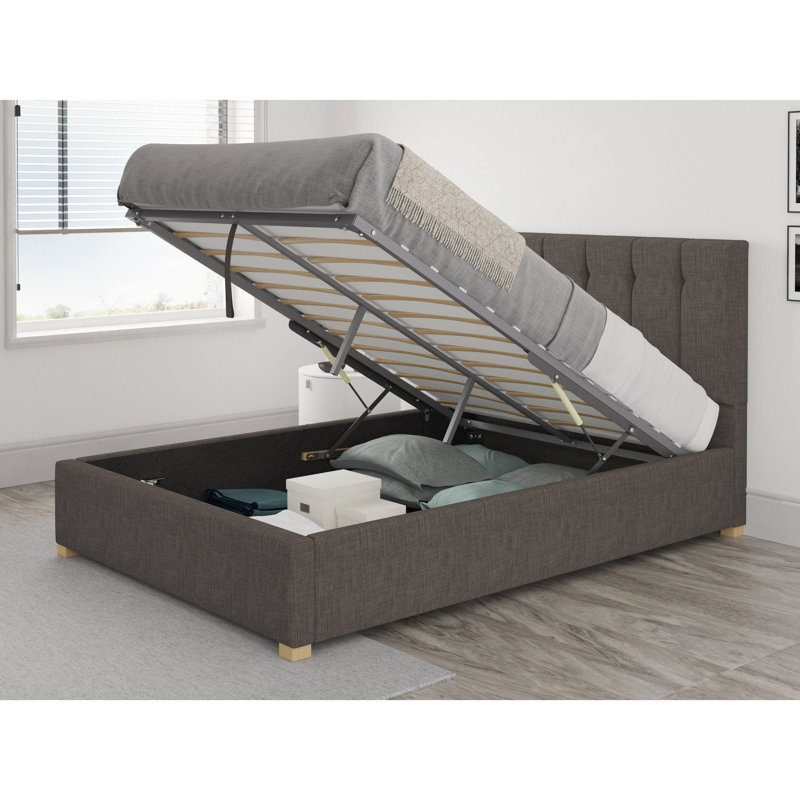 Hutridge Upholstered Lift Up Storage Bed, Super King (6'), Slate