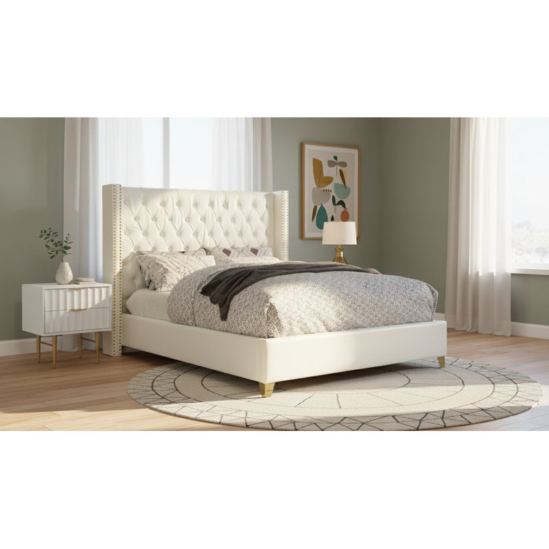 Lit plateforme tapissier Holmes, Double