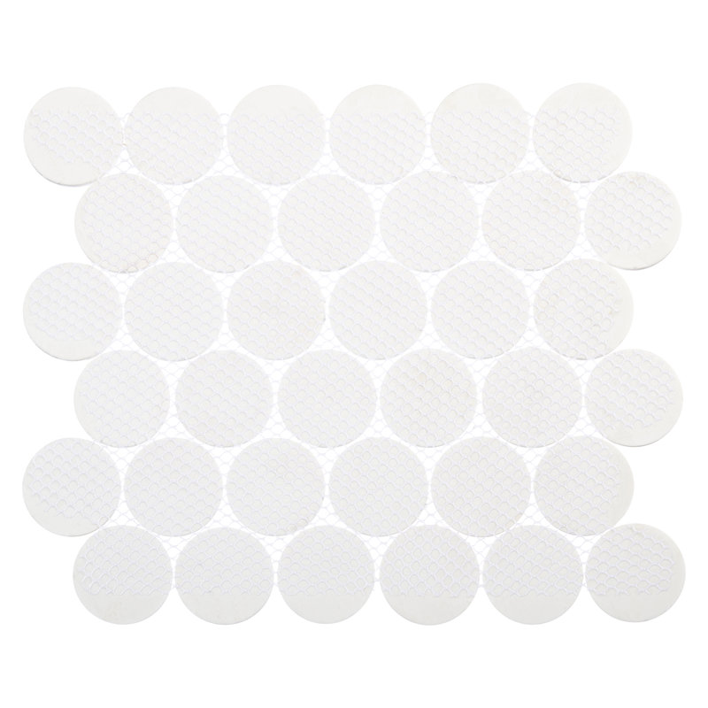 Ispara Gorbelle Blue 2-in Penny Round Marble Look Matte Glass Wall & Floor Mosiac Tile, Blue