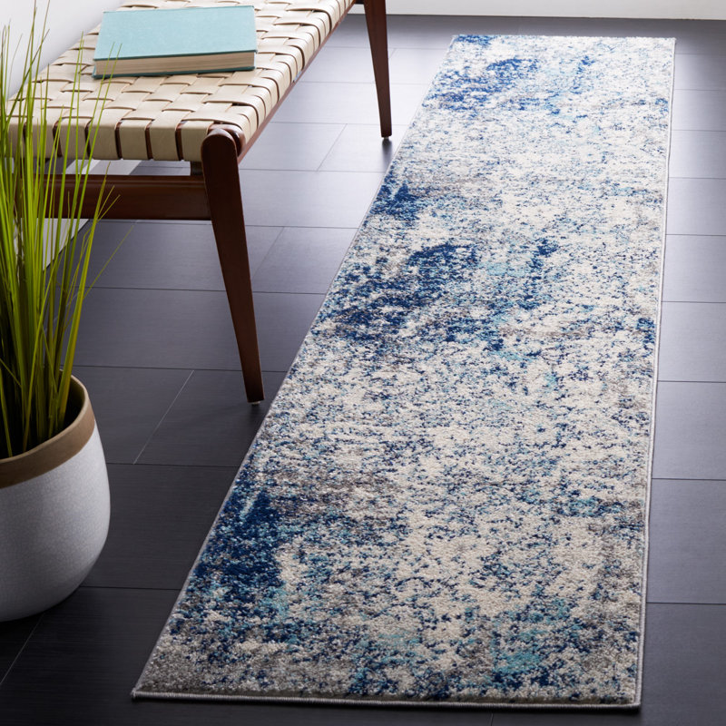 Tapis ivoire / bleu Hawkesbury, Tapis de couloir 2 pi x 9 pi